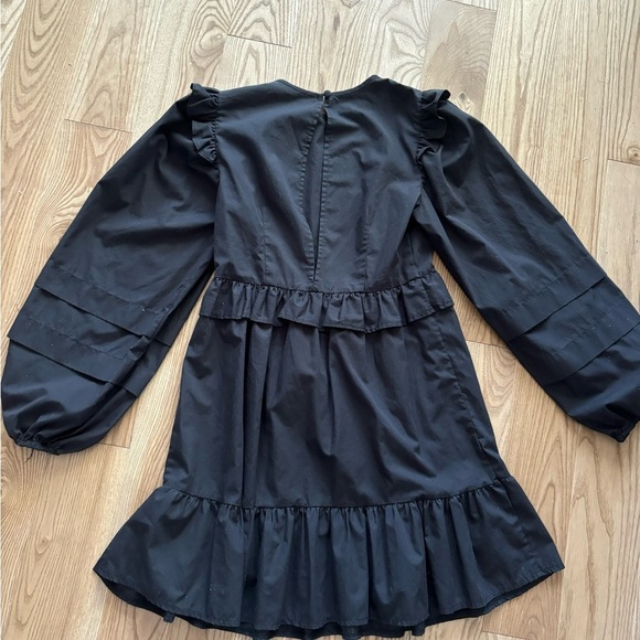 Asos Black Flowy Mini Dress With Puffy Sleeves - Picture 4 of 5